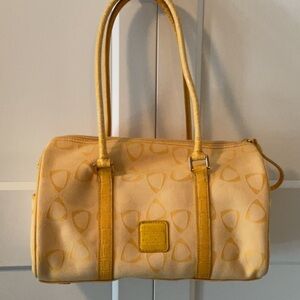 Yellow and Cream Patterned Satchel Handbag